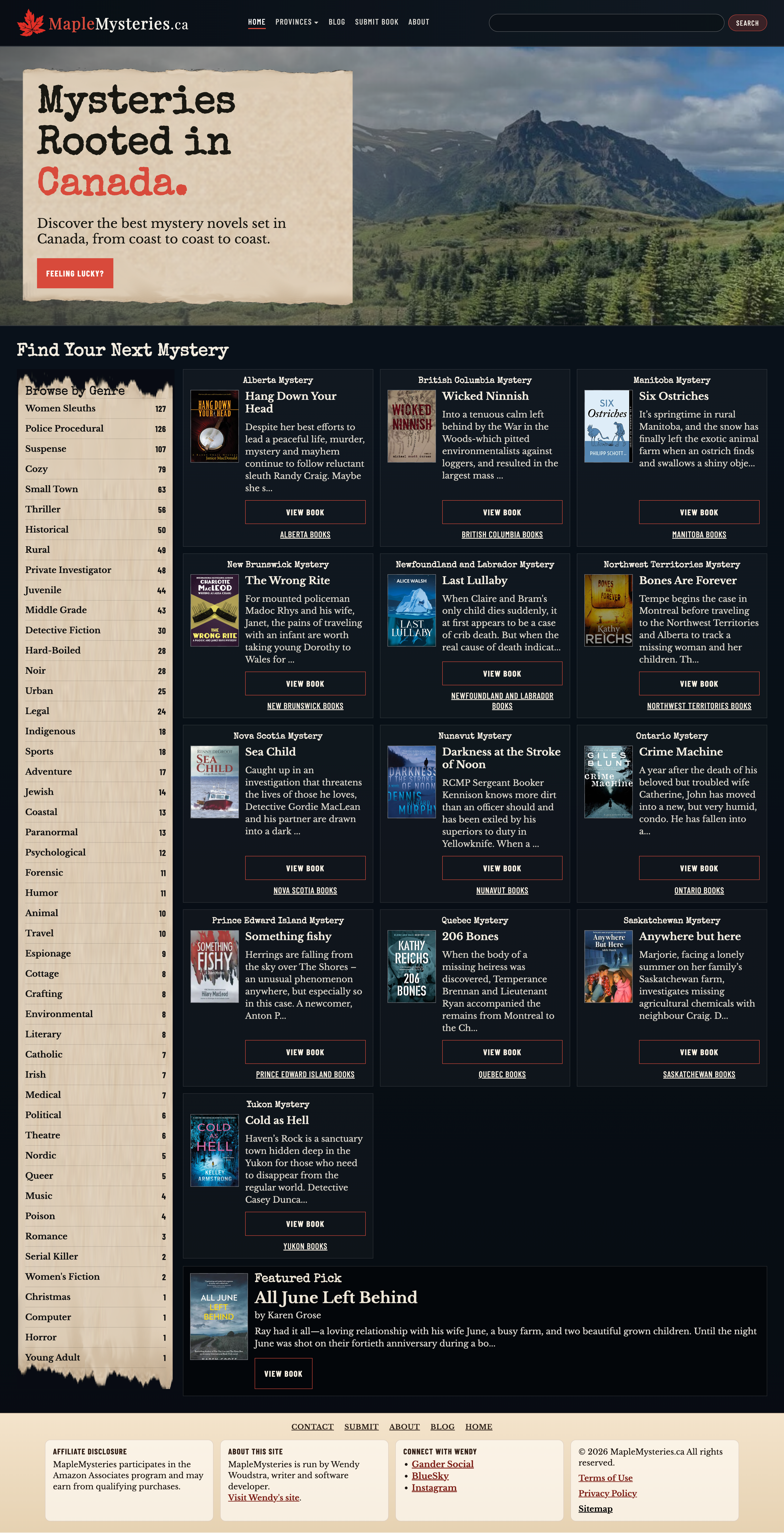 Front page with a new search bar, October 2026 Maple Mysteries Project Screenshot